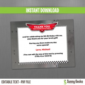 Planes Birthday Thank You Cards 